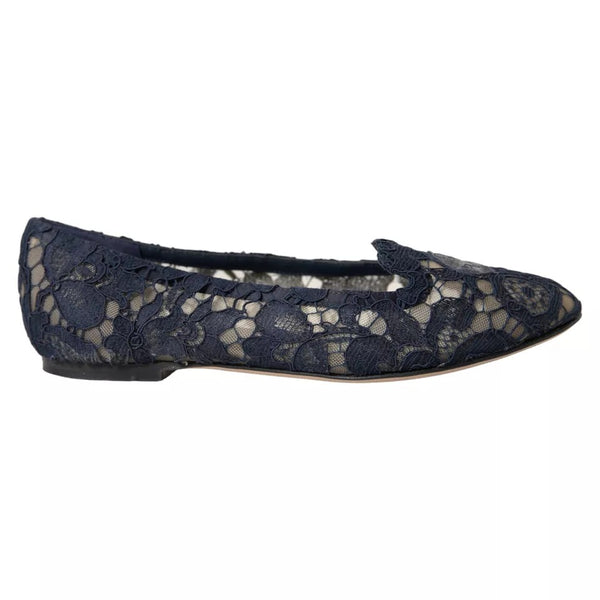 Dunkelblau Taormina Spitze Slip On Flats Schuhe