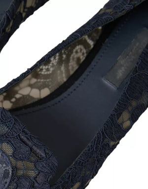 Dunkelblau Taormina Spitze Slip On Flats Schuhe