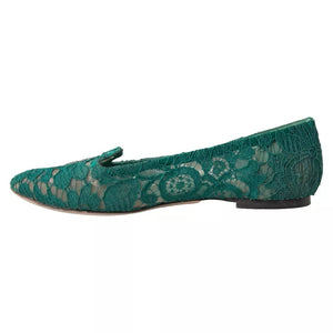 Grün Taormina Spitze Slip On Flats Schuhe