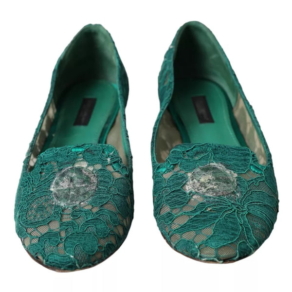 Grün Taormina Spitze Slip On Flats Schuhe