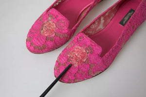 Rosa Taormina Spitze Slip On Flats Schuhe