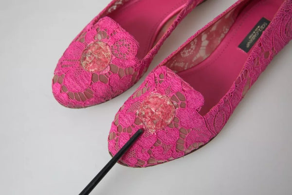 Rosa Taormina Spitze Slip On Flats Schuhe