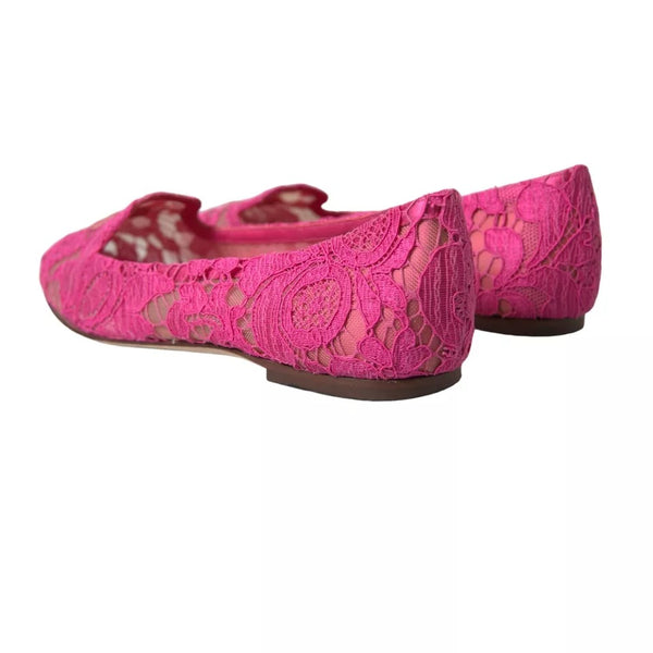 Rosa Taormina Spitze Slip On Flats Schuhe