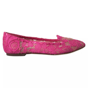 Rosa Taormina Spitze Slip On Flats Schuhe