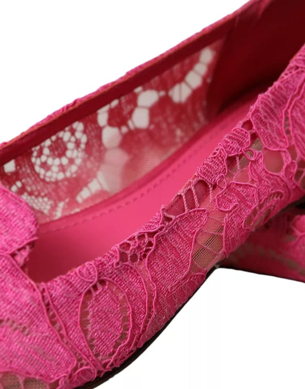Rosa Taormina Spitze Slip On Flats Schuhe