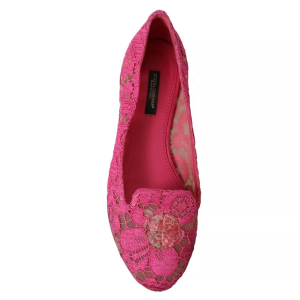 Rosa Taormina Spitze Slip On Flats Schuhe