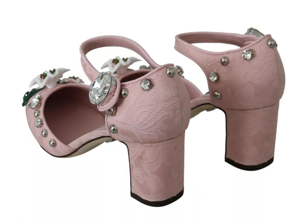 Rosa Brokat Kristall Lily Knöchelriemen Schuhe