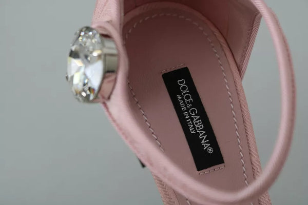 Rosa Brokat Kristall Lily Knöchelriemen Schuhe
