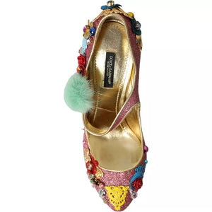 Rosa verschönert Pelz Mary Jane Pumps Schuhe