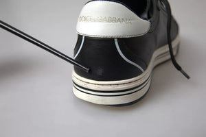 Schwarz Leder Crown Milano Männer Turnschuhe Schuhe