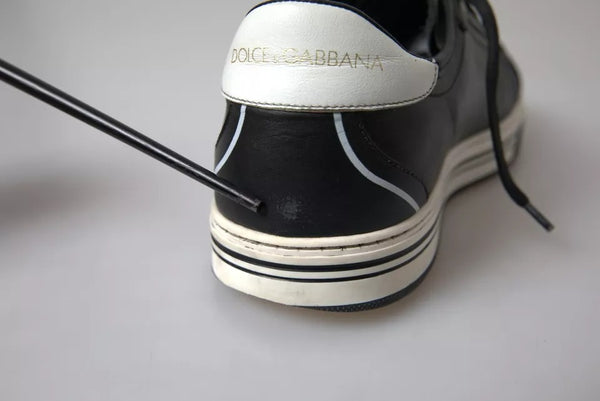 Schwarz Leder Crown Milano Männer Turnschuhe Schuhe