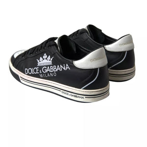 Schwarz Leder Crown Milano Männer Turnschuhe Schuhe