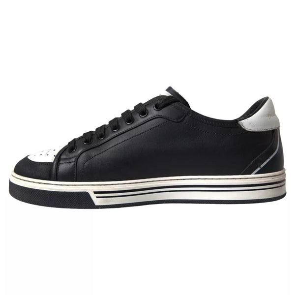 Schwarz Leder Crown Milano Männer Turnschuhe Schuhe