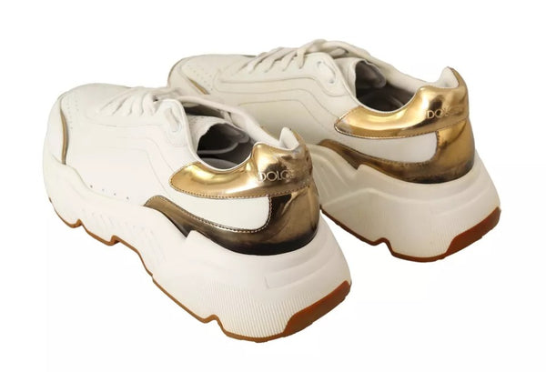 Weiß Gold Leder Sport DAYMASTER Turnschuhe Schuhe