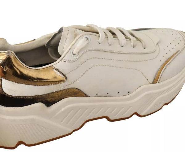 Weiß Gold Leder Sport DAYMASTER Turnschuhe Schuhe