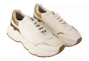 Weiß Gold Leder Sport DAYMASTER Turnschuhe Schuhe