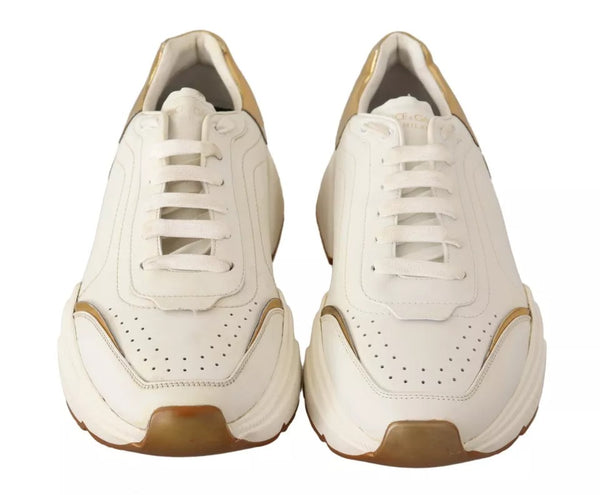 Weiß Gold Leder Sport DAYMASTER Turnschuhe Schuhe