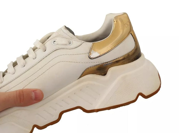 Weiß Gold Leder Sport DAYMASTER Turnschuhe Schuhe