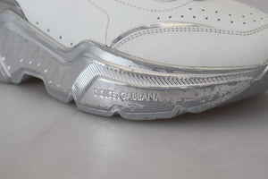 Weiß Silber Leder Daymaster Turnschuhe Schuhe