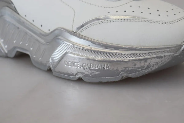 Weiß Silber Leder Daymaster Turnschuhe Schuhe