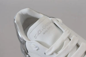 Weiß Silber Leder Daymaster Turnschuhe Schuhe