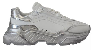 Weiß Silber Leder Daymaster Turnschuhe Schuhe