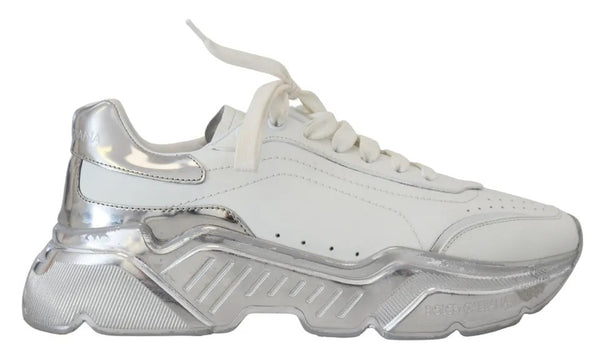 Weiß Silber Leder Daymaster Frauen Turnschuhe Schuhe