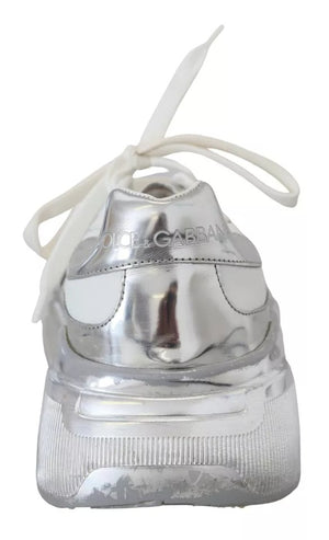 Weiß Silber Leder Daymaster Frauen Turnschuhe Schuhe