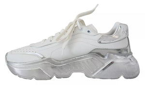 Weiß Silber Leder Daymaster Frauen Turnschuhe Schuhe