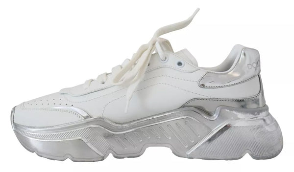 Weiß Silber Leder Daymaster Frauen Turnschuhe Schuhe