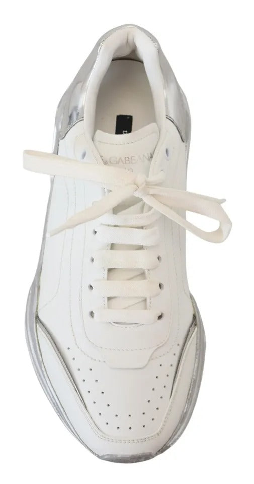 Weiß Silber Leder Daymaster Frauen Turnschuhe Schuhe