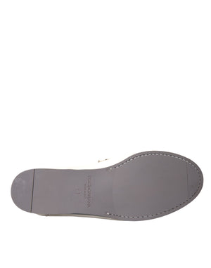 Weiß Grau Leder Slip Mocassin Schuhe Loafer