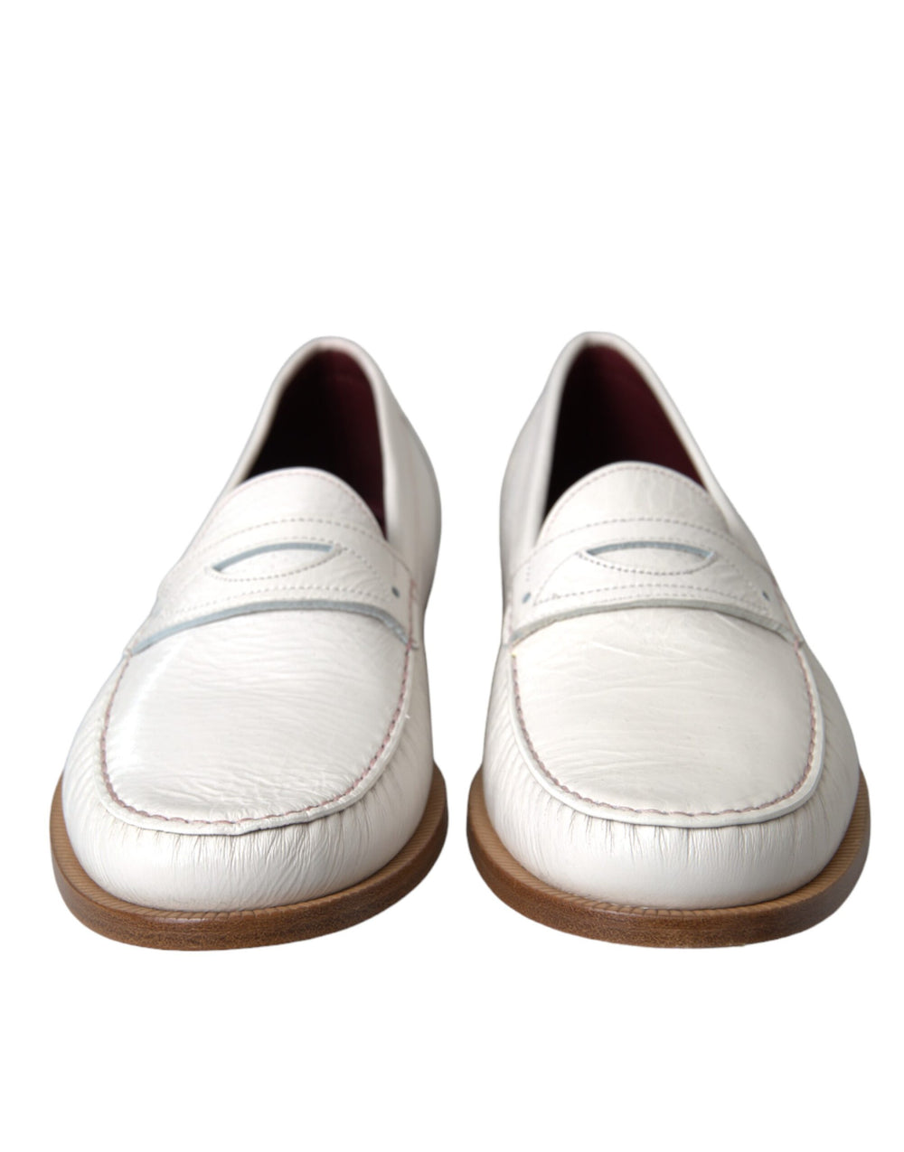 Weiße Leder Slip On Mokassin Loafers Schuhe