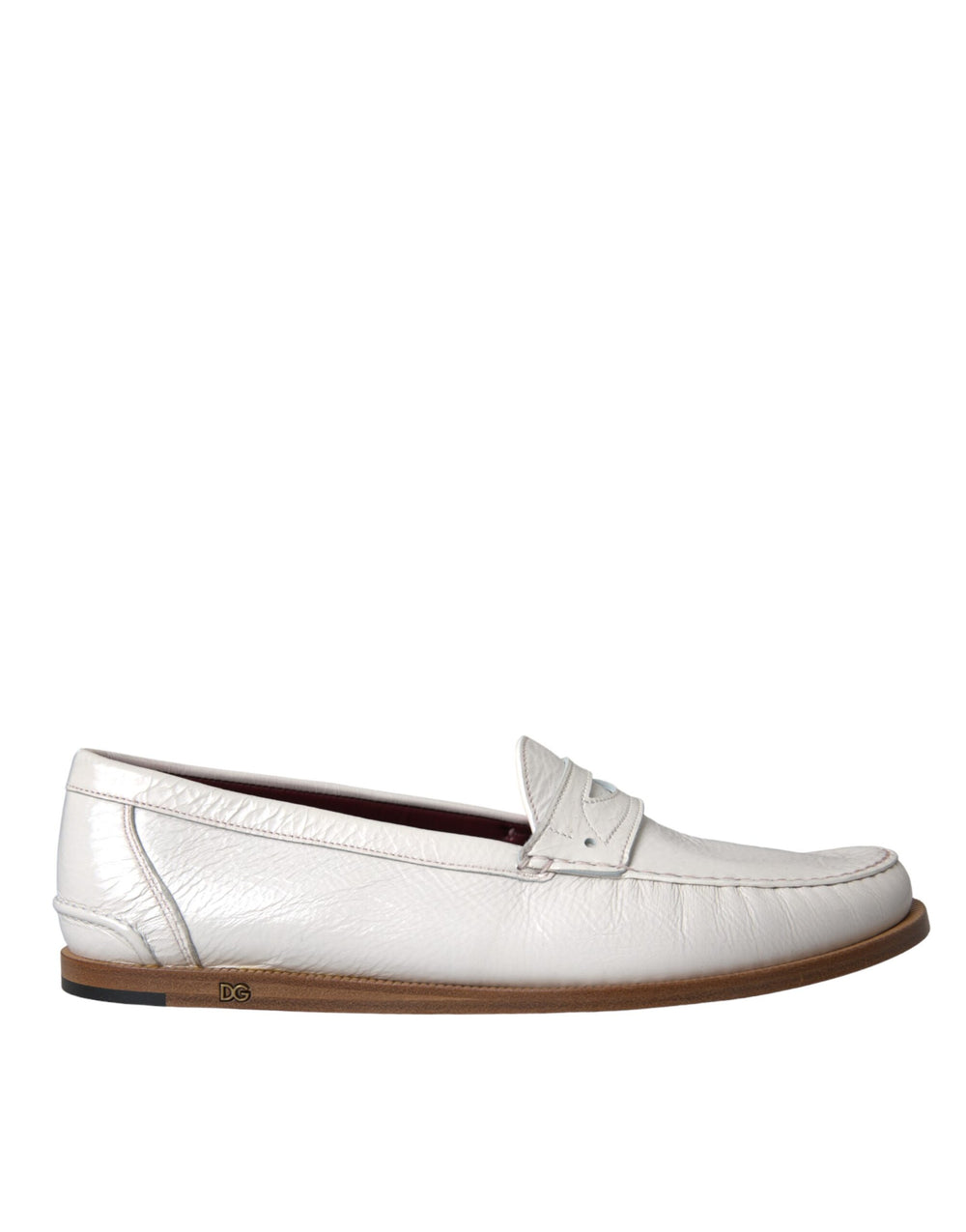 Weiße Leder Slip On Mokassin Loafers Schuhe
