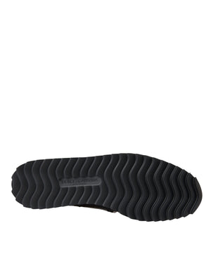 Schwarz gewebtes Büffelleder Herren Loafers Schuhe