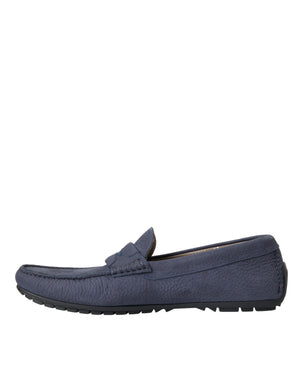 Blaue Kalbsleder Slip On Mokassin Schuhe