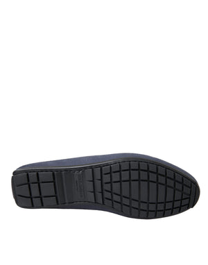 Blaue Kalbsleder Slip On Mokassin Schuhe