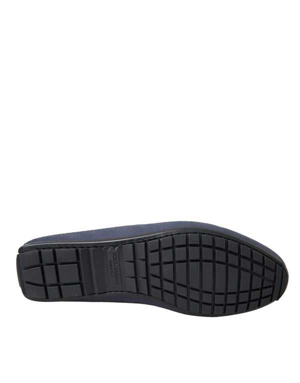 Blaue Kalbsleder Slip On Mokassin Schuhe