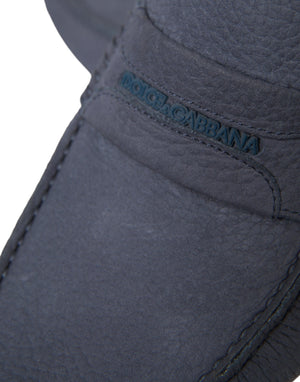 Blaue Kalbsleder Slip On Mokassin Schuhe