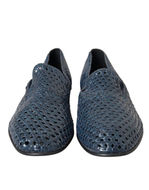 Blaue gewebte Leder Slipper Männer Schuhe