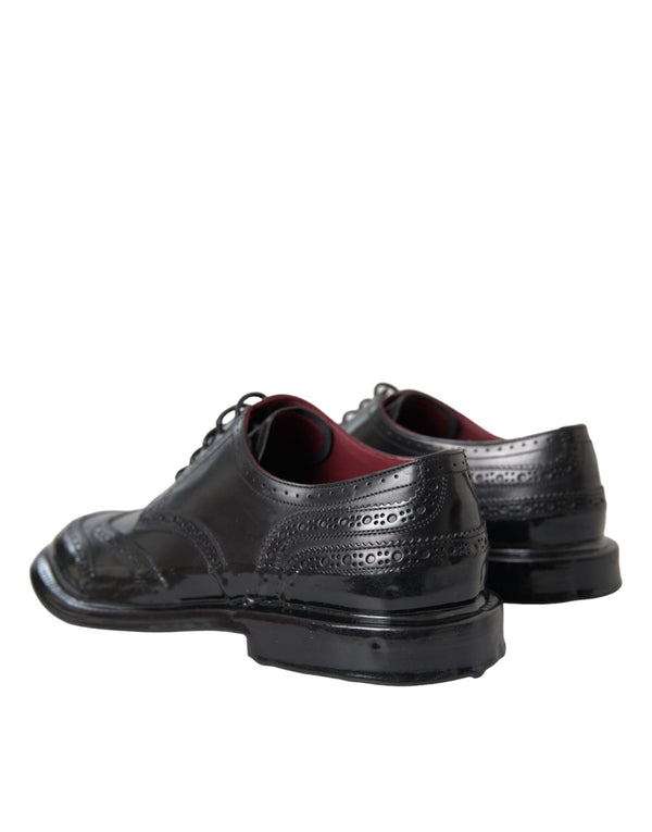 Schwarzes Leder Oxford Wingtip Formale Männer Schuhe