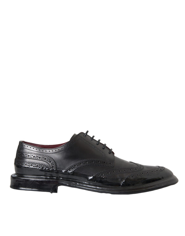 Schwarzes Leder Oxford Wingtip Formale Männer Schuhe