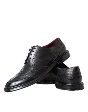 Schwarzes Leder Oxford Wingtip Formale Männer Schuhe
