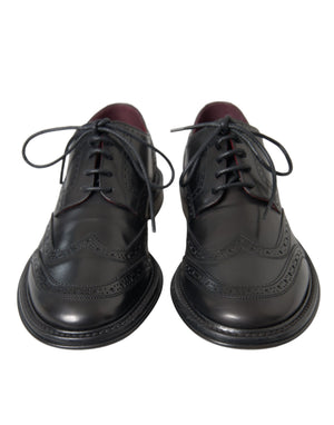 Schwarzes Leder Oxford Wingtip Formale Männer Schuhe