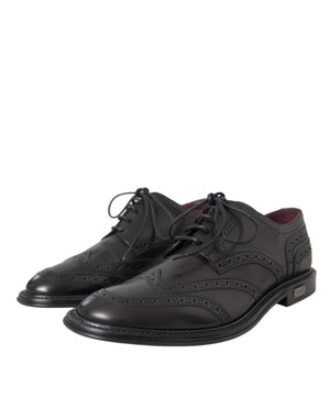 Schwarzes Leder Oxford Wingtip Formale Männer Schuhe