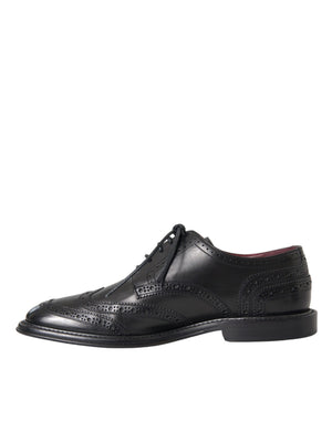 Schwarzes Leder Oxford Wingtip Formale Männer Schuhe