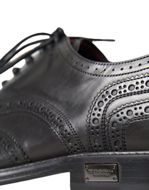 Schwarzes Leder Oxford Wingtip Formale Männer Schuhe