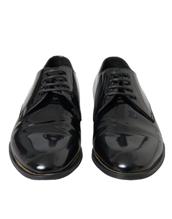 Schwarze Lackleder Derby-Schuhe für formelle Anlässe