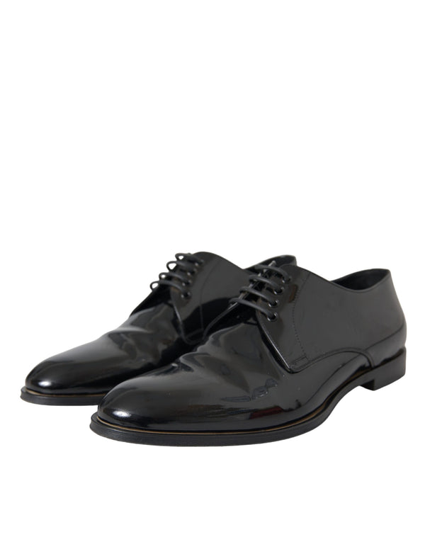 Schwarze Lackleder Derby-Schuhe für formelle Anlässe