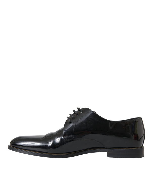 Schwarze Lackleder Derby-Schuhe für formelle Anlässe